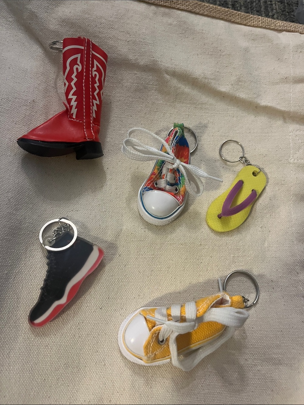 Mini Shoe Keychain Set – Yellow, Red, Black, Multicolor, Lime adorable 100
